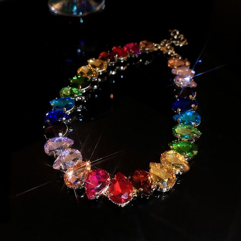 

Light Luxury Diamond Crystal Water Drop Necklace Clavicle Chain Necklace