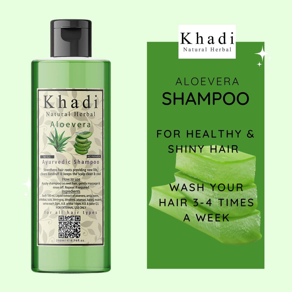 Khadi Natural Herbal Aloevera Shampoo for Men Women 200ml