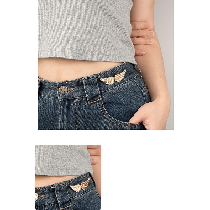 Portable Angel Wings Jeans Waist Button Adjustable Clips For Pant Skirts Waist Tightener Buckle Pin Button Clothing Supplies