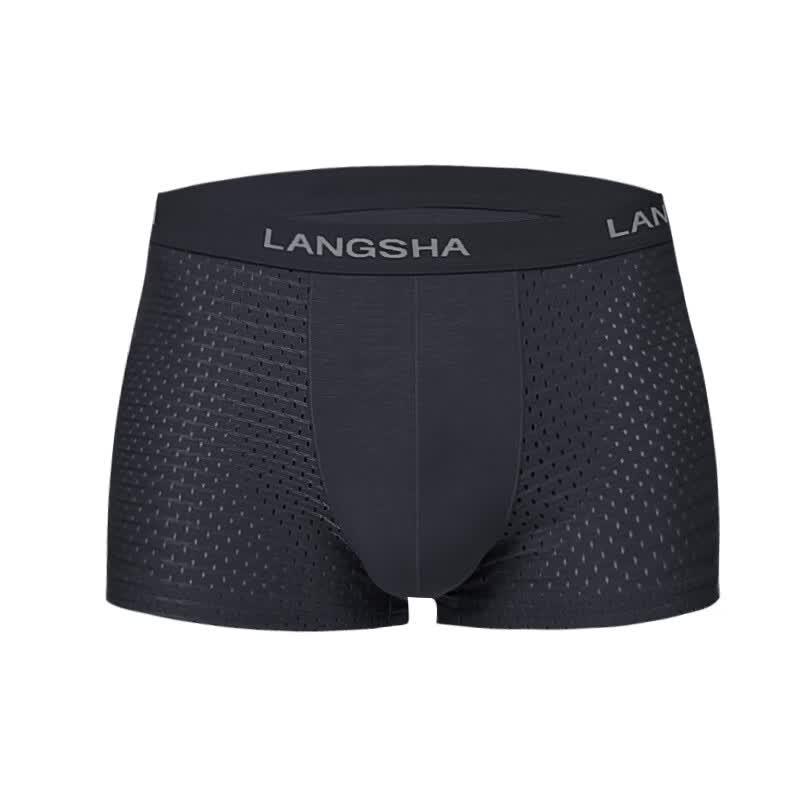Langsha Men s Ice Silk Mesh Breathable Boxer Briefs (2-Pack) L