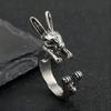 Japanese and Korean Style Retro Zodiac White Rabbit Open Ring - Women's Fashion Jewelry.