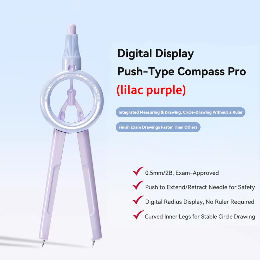 Pencil Compass Digital Display Compass with 0.5 mm Lead Refills Circle Drawing Compass Drafting Tool for Geometry School Office
