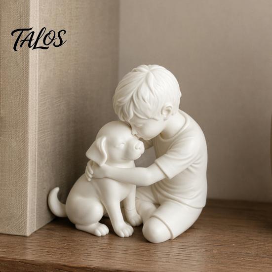 Talos 3D Printed Puppy And Boy Statue, Dog & Owner Sculpture, Hugging Figurine Decor, Home Decoration Healing Ornament Gift