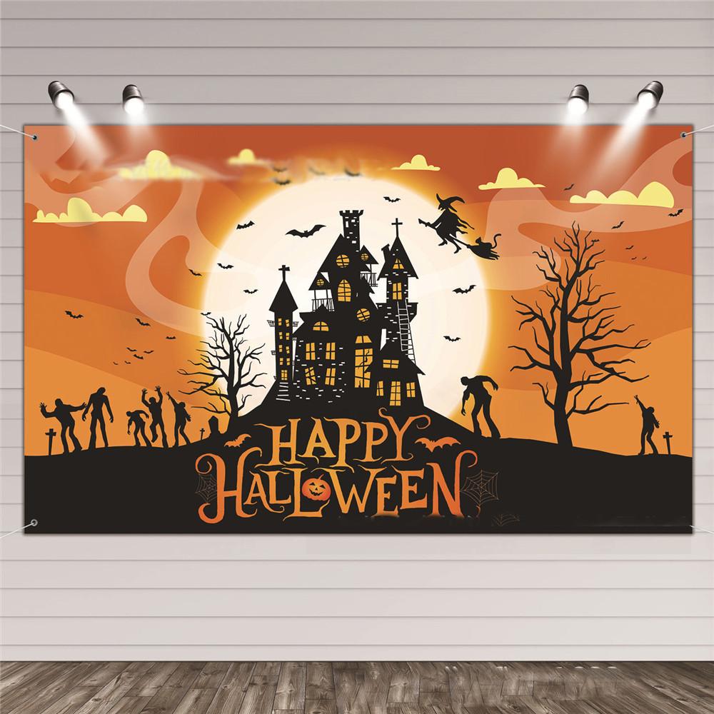 

Ужас Хэллоуин Вечеринка Сцена Монтажер Баннер Привидениями Украшение Стен Тыква Ведьма Castle