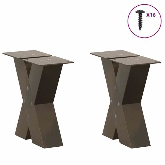 VidaXL Pieds de table basse en forme de X, 2 pièces, acier naturel, 30 x (30-31) cm 4012931