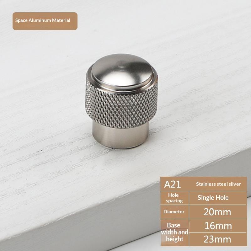 Home Decoration Silver Aluminum Single Hole Handle Modern Wardrobe Drawer Round Knob Kitchen Cabinet Furniture Small Door Handle