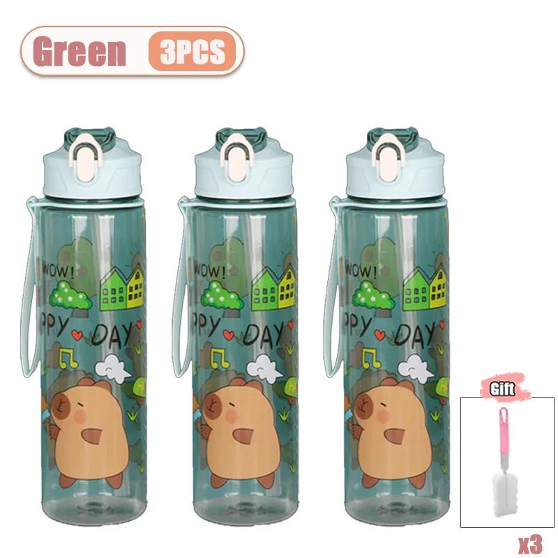 1-10PCS Capybara Straw Cup Cute Cartoon Water Bottle with Carry Strap Leakproof Portable Outdoor Drinking Cup Sports Bottle