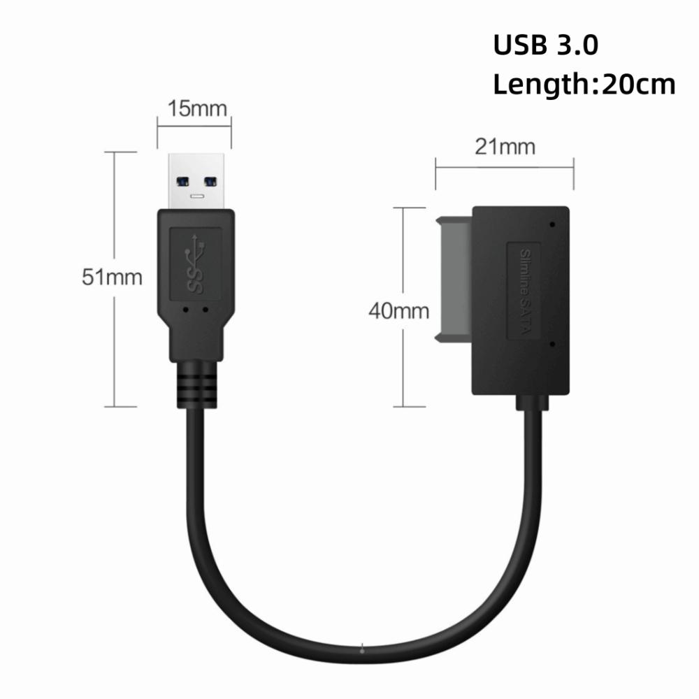 USB 2.0 USB to SATA Cable USB 3.0 Optical Drive Adapter CD DVD ROM Cable Optical Drive Replacement