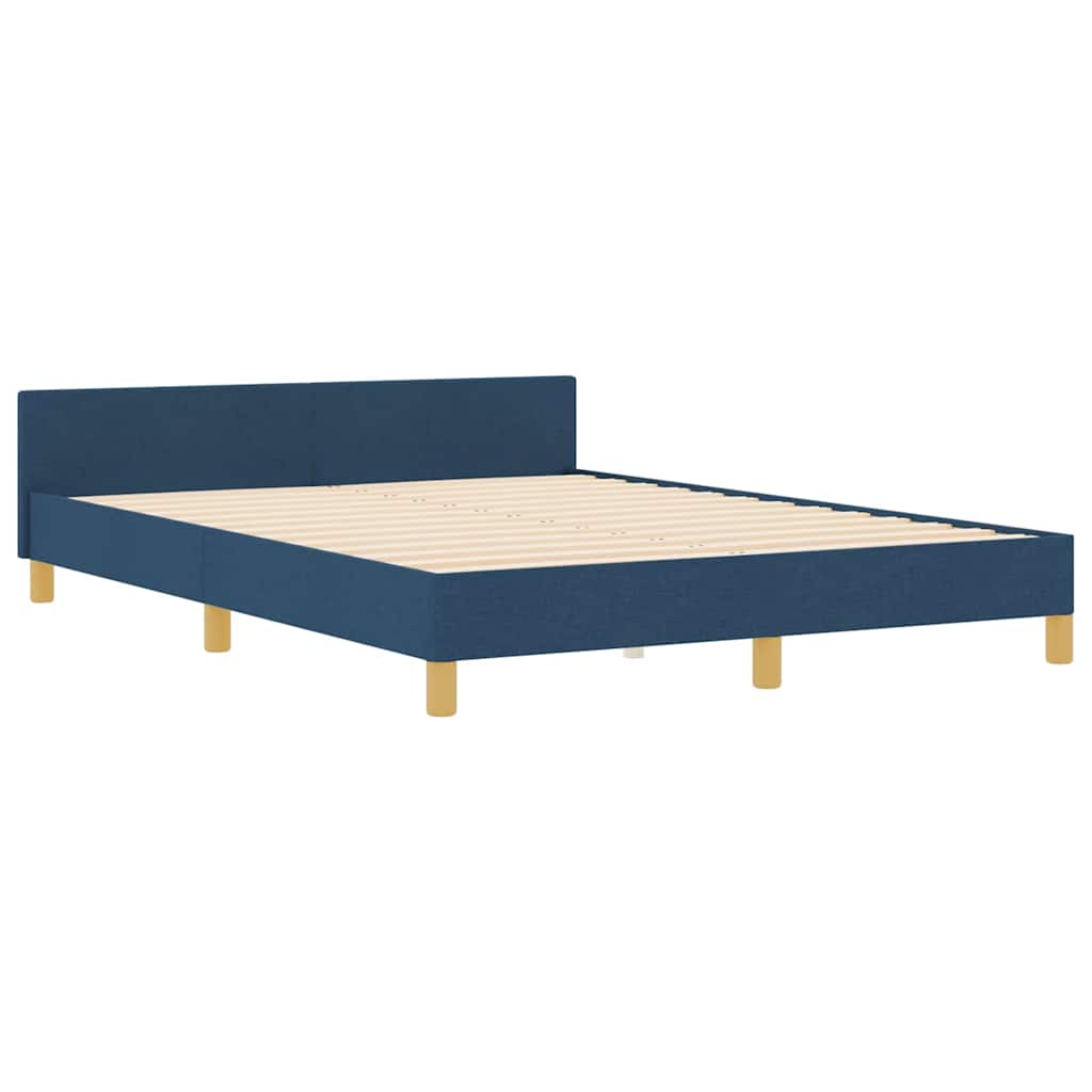 Bed Frame with Headboard Blue 160 x 200 cm Fabric