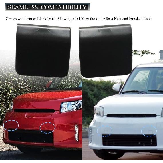 Riloer Bumper Trailer Hook Cover, 2-Packs Car Front Bumper Tow Hook Eye Cover Cap, Compatible with Toyota Scion XB 2011-2015