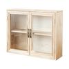 Multifunctional Wooden Desktop Cabinet 2 Tier Showcase Organizer Shelf with Clear Door for Cosmetics Jewelry Perfume