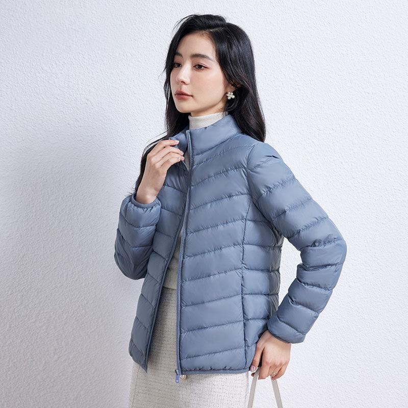 Women Coat Autumn Winter White Duck Down Jacket Solid Colors Warm Slim Zipper Fashion Light Down Coat