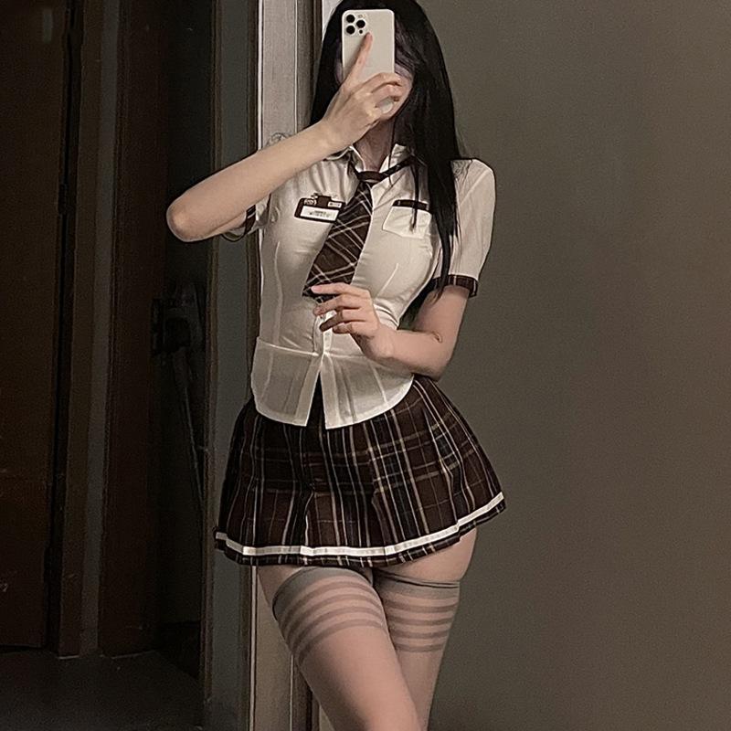 M~3XL Cosplay Costume 4pcs Sets Sexy Student Wear Cos Uniform Temptation Jk Short Skirt Uniform Suit