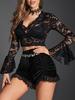 Gothic Velvet High-Waisted Lace Trim Shorts