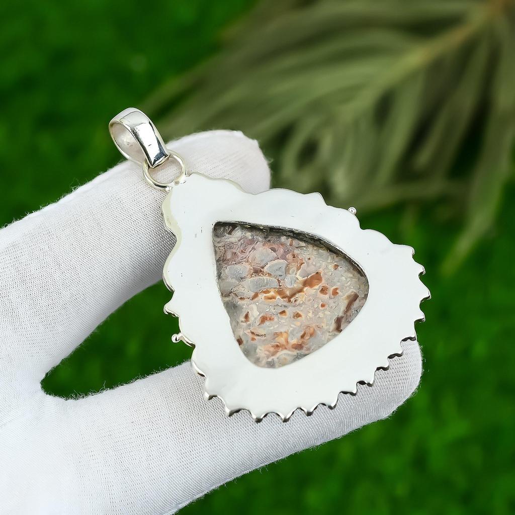 Daughters Day Deal Red Brecciated Mookaite Stone 925 Silver Wife Artisan Pendant