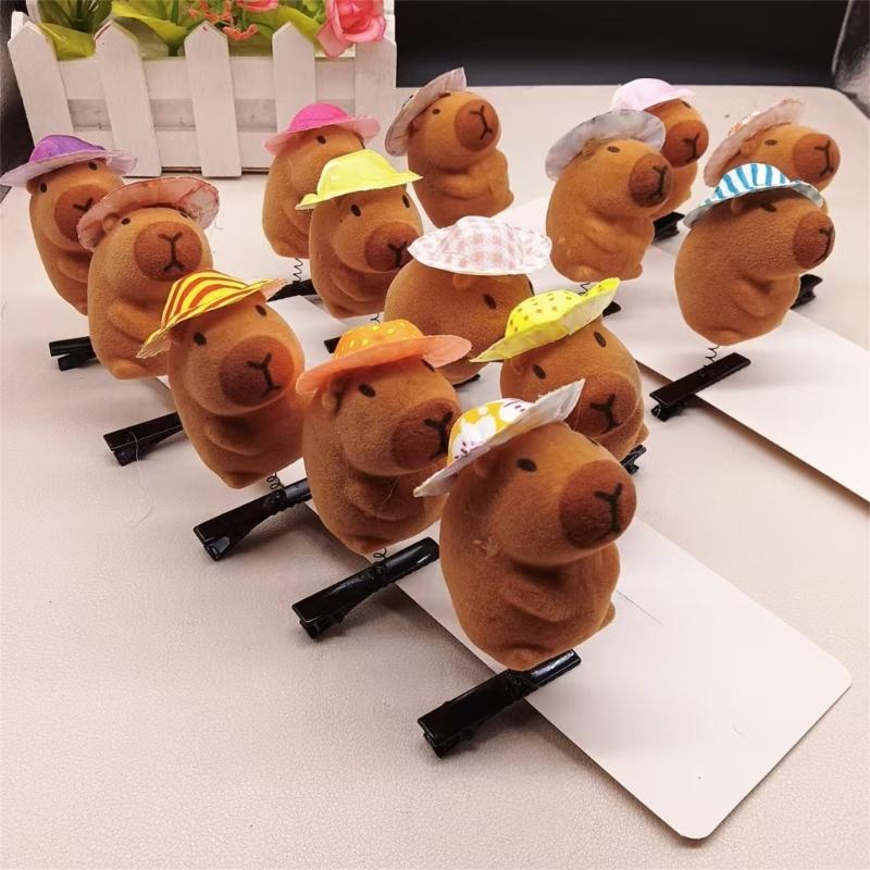 Pack of 5 Cartoon Capybara Hair Clip Plush Hairpins Fashionable Hair Ornament Suitable for Students and Youthful Women