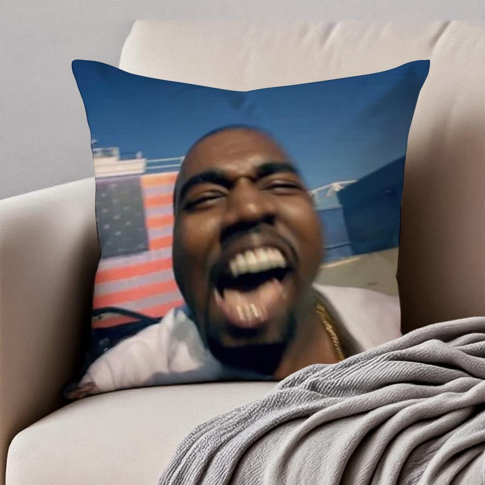 Funny Humorous Internet Meme K-Kanye West Cushion Cover Pillowcase Anti-Dustmite Invisible Zipper Short Plush Sofa Cushion