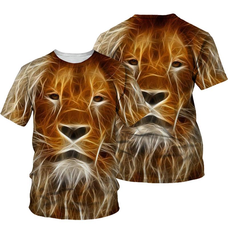 3D Lion Print T-shirt Men Summer New O Neck Short Sleeve Tees Tops Fashion Style Male Clothes Casual T-shirts