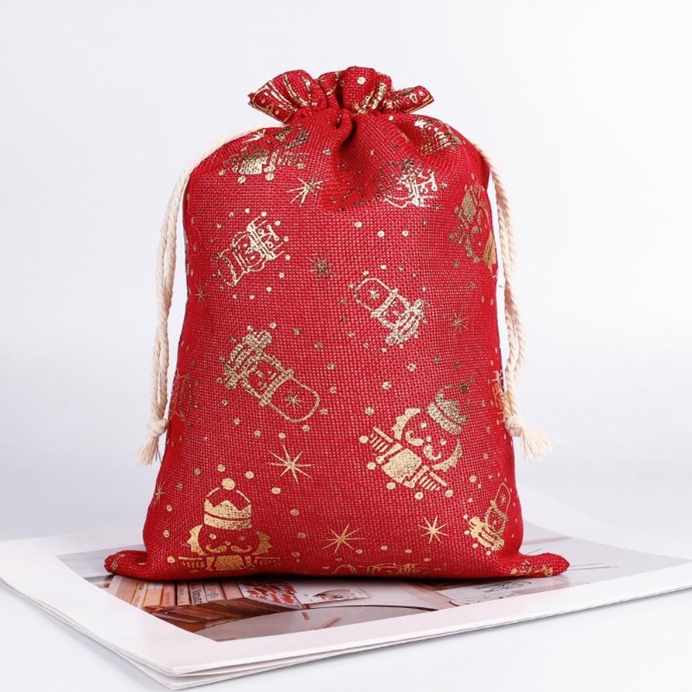 5pcs/lot Cloth Christmas Drawstring Storage Bag Christmas Packaging Bags Candy Jewelry Toy Presents