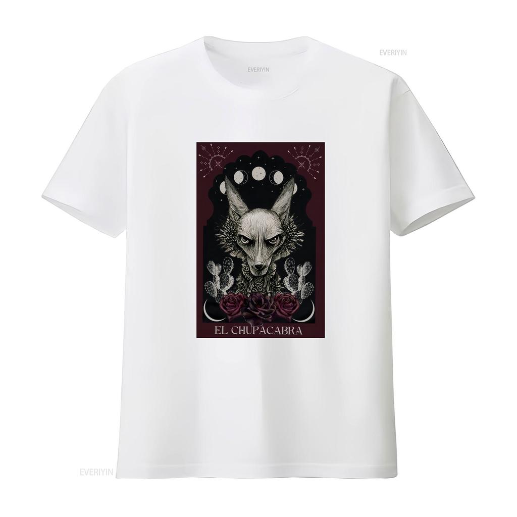El Chupacabra T Shirt Cryptid Tarot Card Supernatural Cryptids Folklore Cryptidcore vintage Washed Top For Everyday Wear