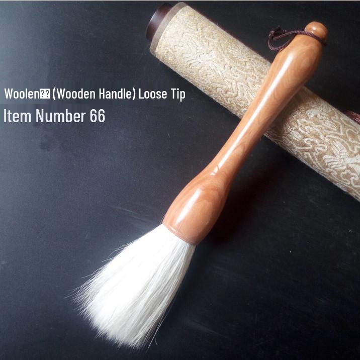 Natural Wood Large Calligraphy Brush with Integrated Handle - Mixed Wolf and Sheep Hair