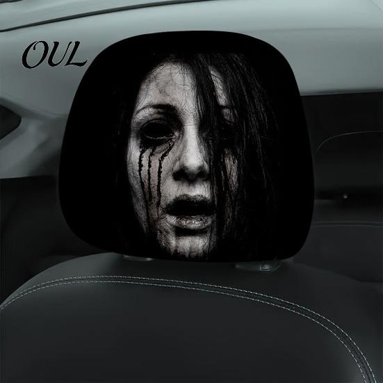 Car Headrest Cover Universal Cover, Scary Face Protective Seat Protector Accessory for Holiday Most Vehicles, Easy to Install Automotive Interior