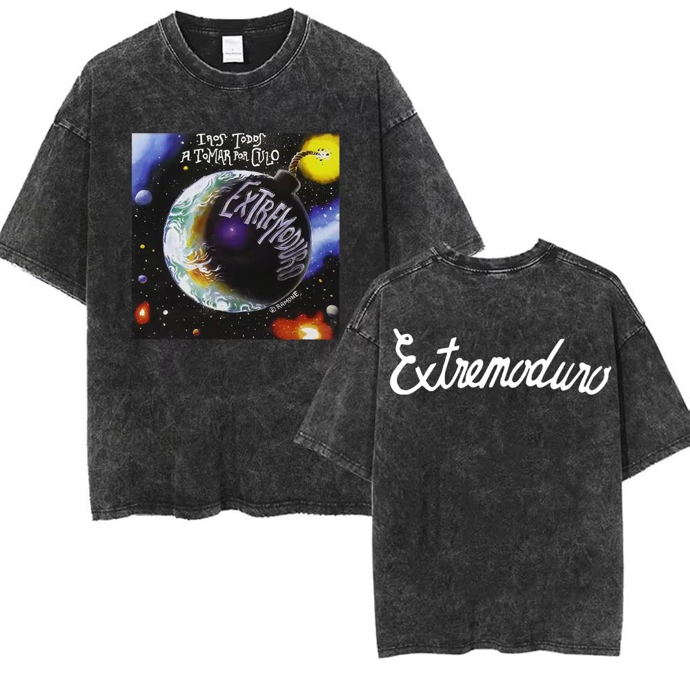 Rock Band EXTREMODURO Yominoria Absolvta Vintage Washed Tshirts Men Women Fashion Harajuku Oversized Cotton T Shirts Streetwear