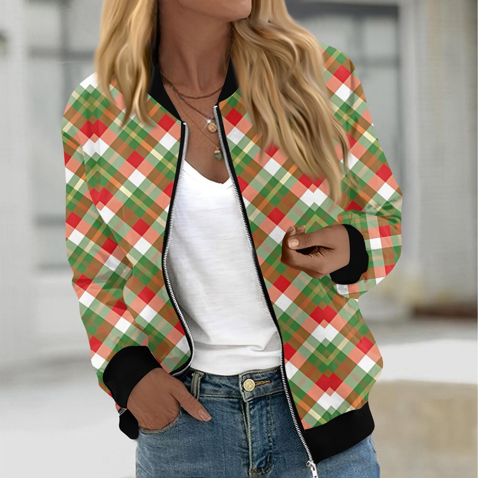 

Куртки женские с длинным рукавом, легкие, на молнии, с принтом, верхняя одежда, повседневные, стеганые куртки с карманами S красный