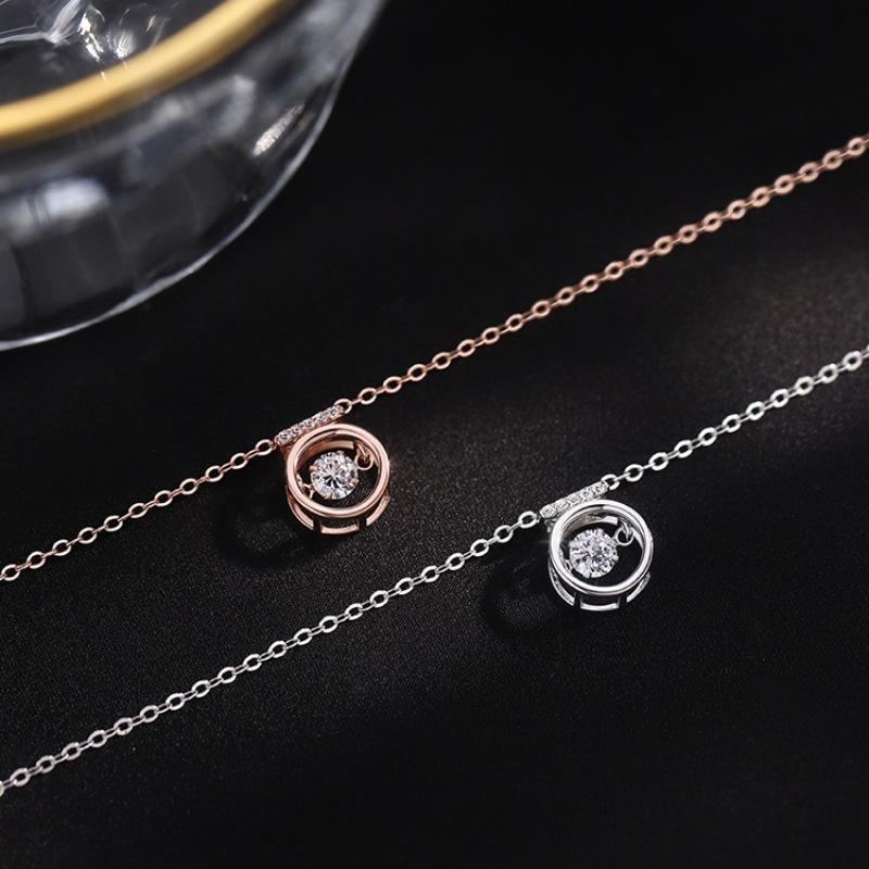 S925 Sterling Silver Beating Heart Necklace Women's Versatile Premium Smart Clavicle Chain