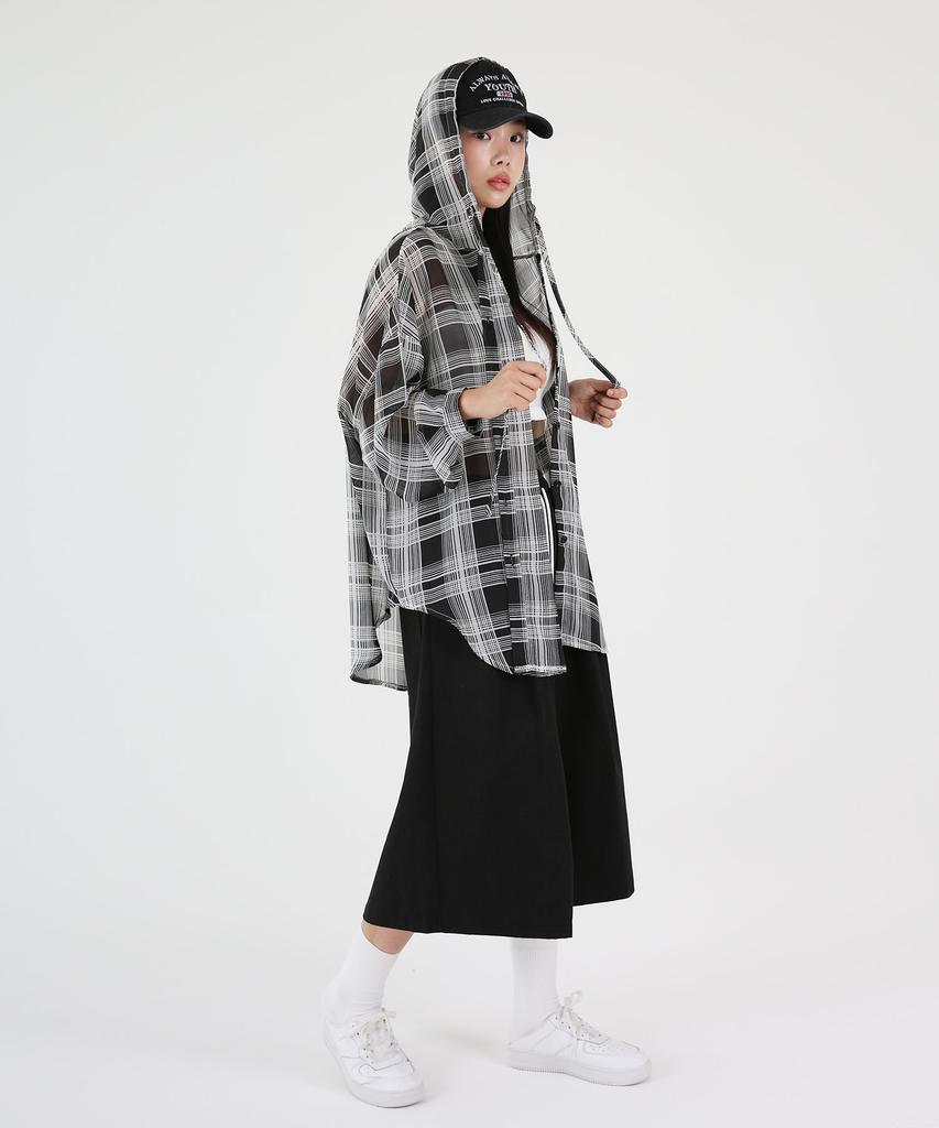 UMM Women'S See-Through Oversized Check Hoodie