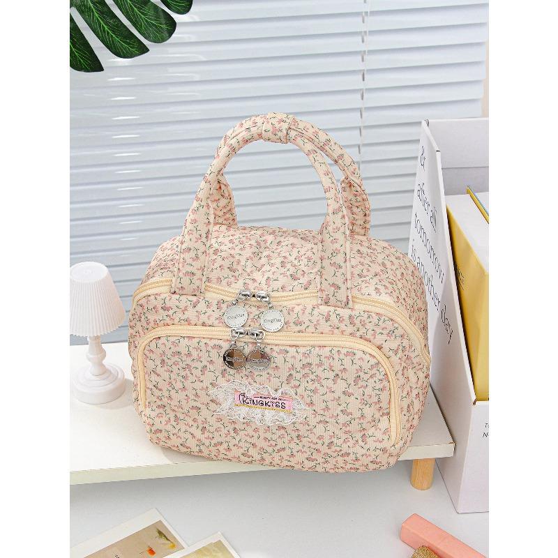 Women's Floral Makeup Bag New Arrival Travel Toiletry Cosmetic Pouch Large Capacity Portable Hand Carry Organizer Case