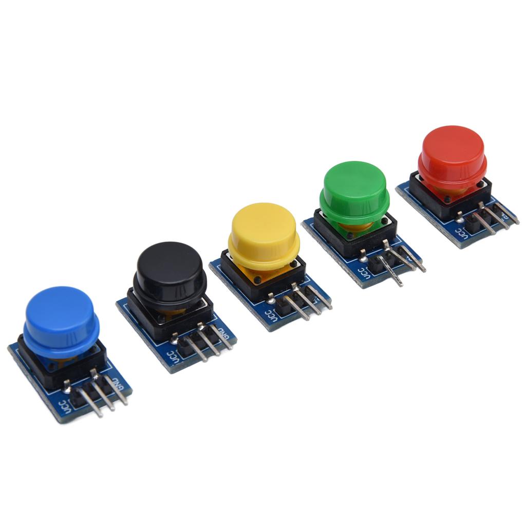 5 Stück Tastenmodul Große Druckschalterplatine mit Farbigen Abdeckungen Elektronische Bausteine