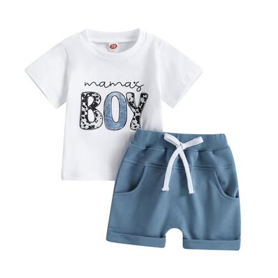 Batole Baby Boy Letní oblečení Mamas Little Boy Tričko s krátkým rukávem Kojenecké rolované šortky se stahovací šňůrkou