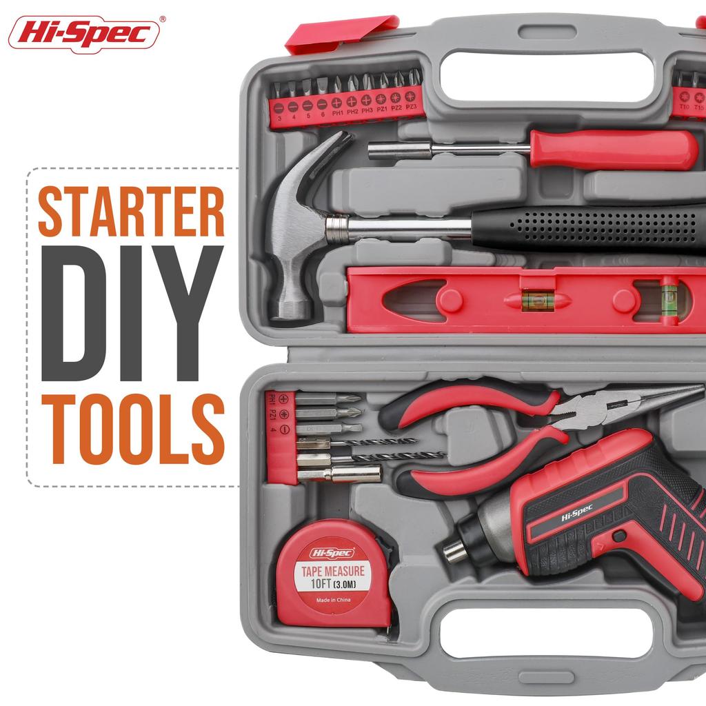 Tool Set with Electric Screwdriver and Drill Basic Tool Set for Lightweight USB Rechargeable Household Tool Set for Furniture and Home Maintenance