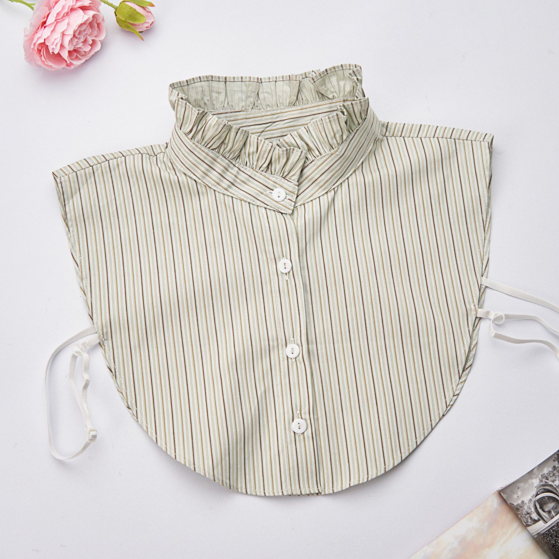 

Милая рубашка кружево симпатичная кружевная вышивка внешнее украшение весна и лето универсальный поддельный воротник светло-зеленый