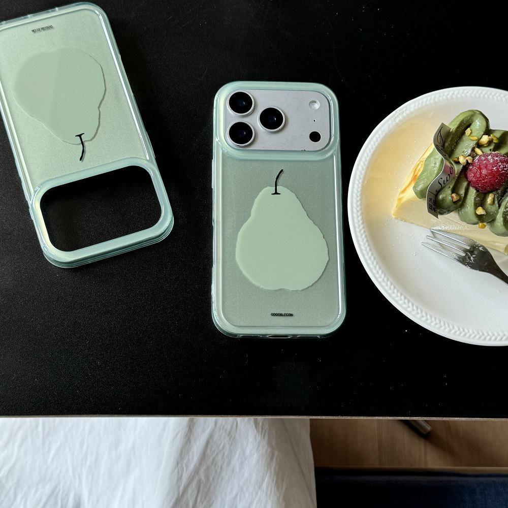 Korean Simple Green Graffiti Pear iPhone 17 Pro Max Case
