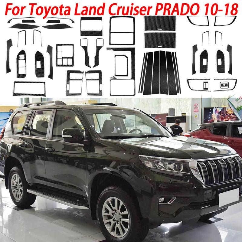 Car Accessories Headlight Switch Frame Eyelid Eyebrow Panel Decor For Toyota Land Cruiser PRADO 2010-2018 Carbon Fiber Sticker