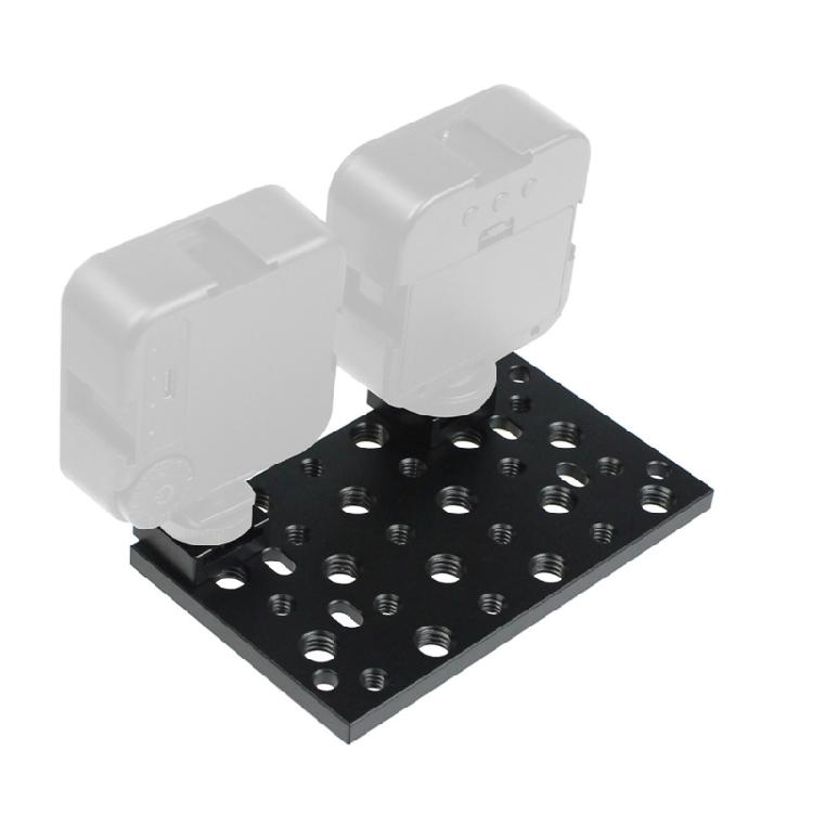 1/4 in and 3/8 in Mount Hole Camera Plate with Two Cold Shoe Holders, Metal Expansion Mount for Camera Support Arms and Extra Video Gear