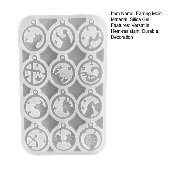 Earring Mold DIY Twelve Constellation Jewelry Mold Heat-resistant Silicone Mold for Earrings Necklaces