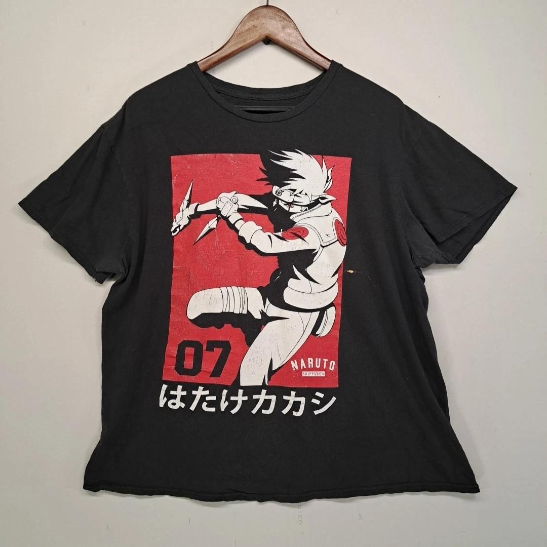 Naruto Shippuden Kakashi Hatake T Shirt Black Team 07 Anime Tee Thrashed S