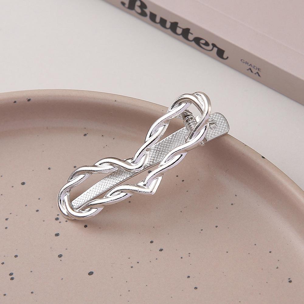 3pcs Metal Cutout Hair Clip Duck Beak Clip Square Clip Pearl Clip Diy Hair Accessories