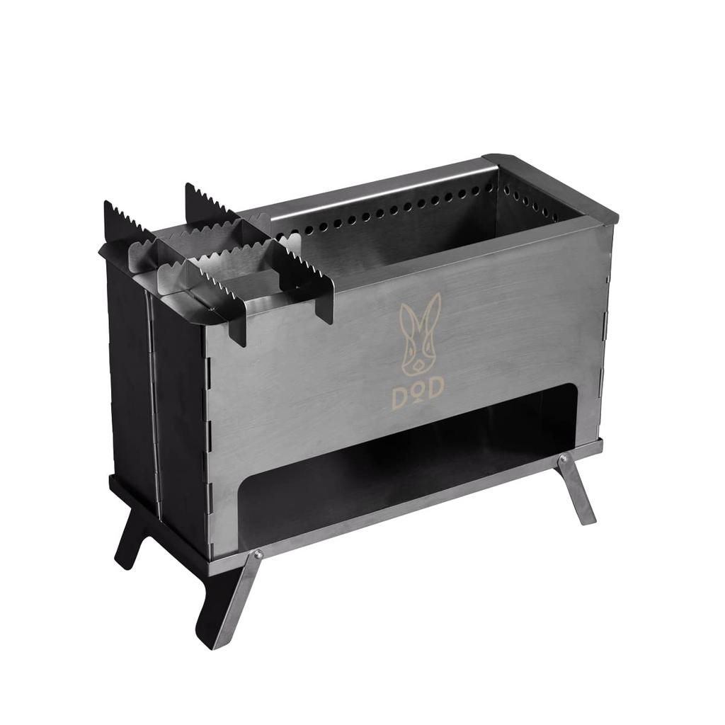 DOD Peramoe Fire, a Slim, Compact, Foldable Fire Pit Perfect for Touring. Model Q1-946-SL, Silver. Size: Approx. 32cm W X 14cm D X 23cm H.