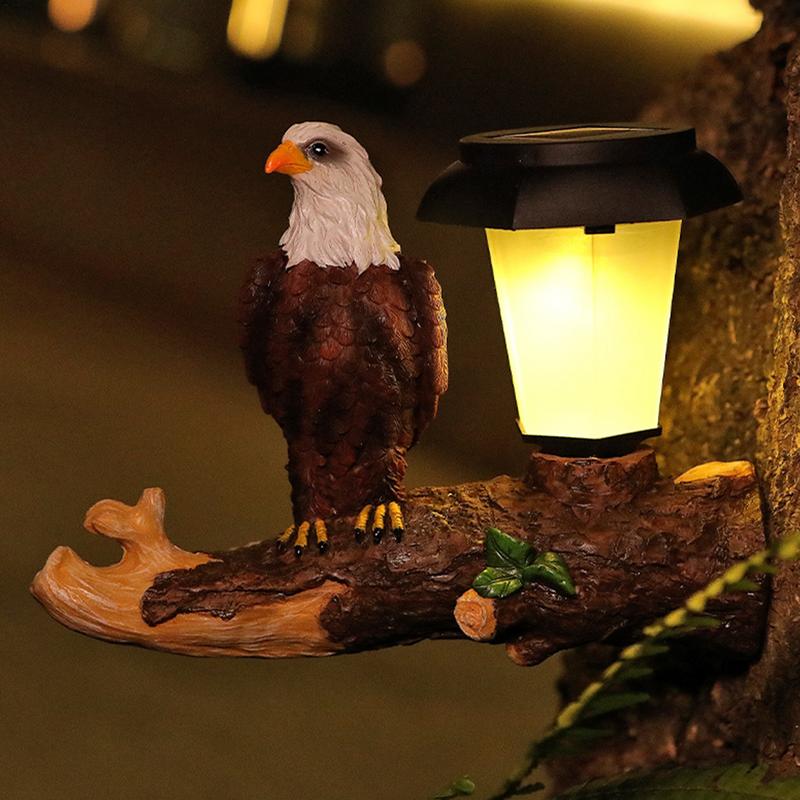 Solar Lights Outdoor Realistic Eagle Garden Statue Solar Garden Lights Automatic Lighting Eagle Solar Lights