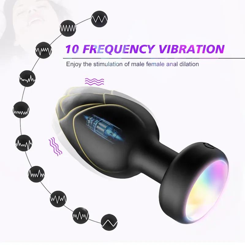 Vibrating Plug Anal Vibrator Buttplugs Male Prostate Massager Women Vaginal Massage With LED Light Anus Sex Toy For Men Gay