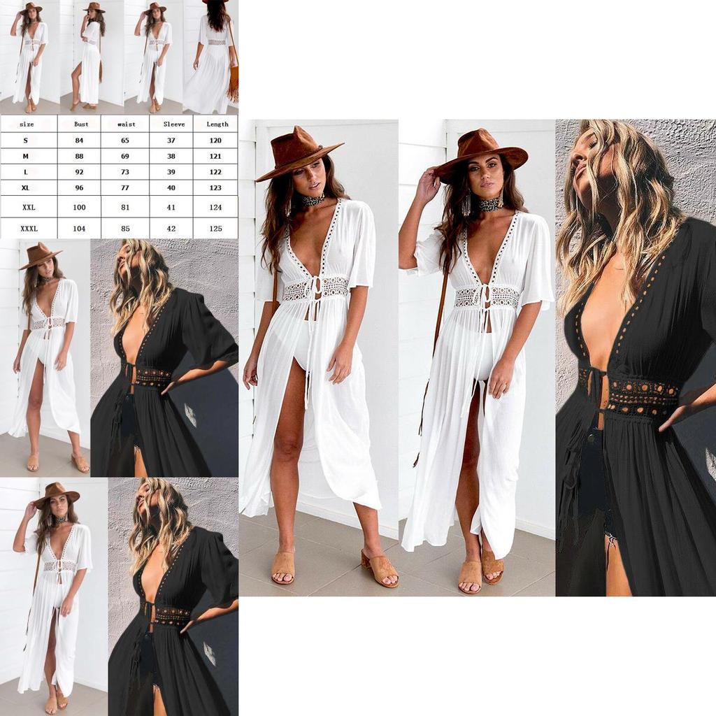 Schickes Damen Spitzen-Häkel-Strandkaftan-Kleid für mühelosen Sommerstil