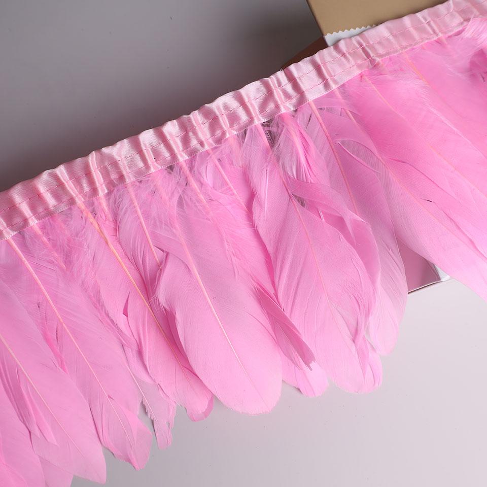 Feather10Meters Goose Feather Fringe Ribbon Handicraft Accessories White Swan Feathers Trims Carnival Plumas Dress Decoration