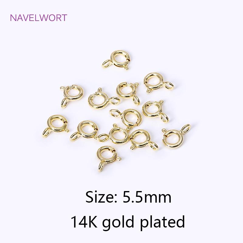 Brass 5/5.5/6/7mm 18K Gold Plated Round Claw Spring Clasp For Bracelet,Clasp For Jewelry Making,DIY Jewelry  Material Wholesale