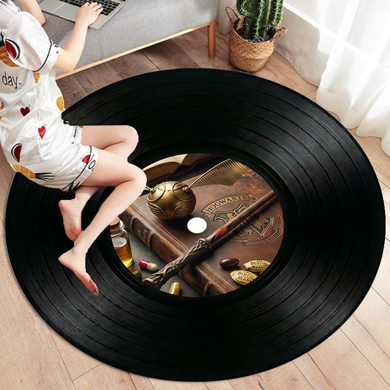 Dywan okrągły z fakturą flagi, Magiczny dywan okrągły, Dywan do salonu, sypialni, przed sofę, pokoju zabaw, Mata podłogowa antypoślizgowa