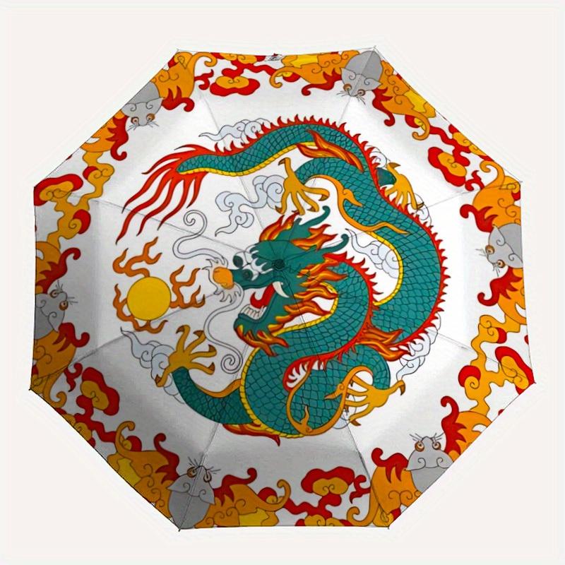 

1pc Dragon Pattern Automatic Open, Sturdy Iron Frame, Compact Folding Design, All-Season Portable Umbrella for Women & Men yy250801122