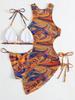 2025 Euro-American Lace-Up Cutout Bikini Three-Piece Swimsuit Set